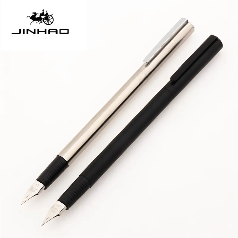 Elegant Black and Silver Fountain Pen for Daily Work and School Stationery
