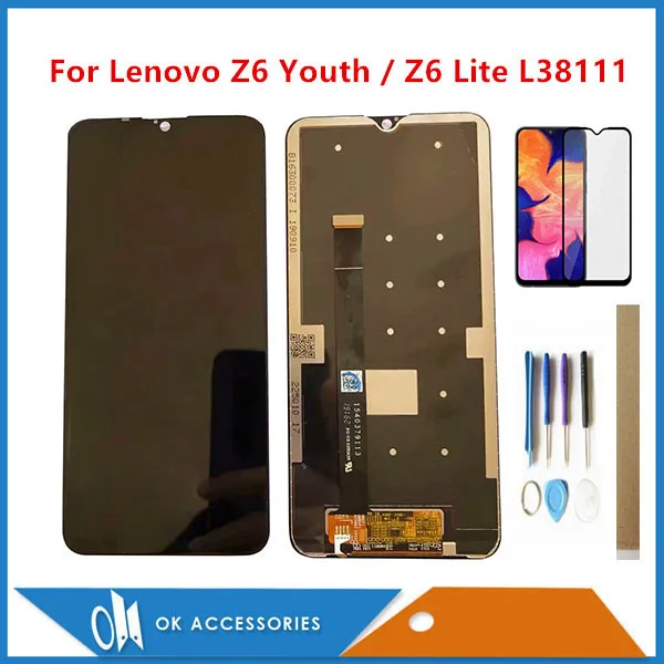 ЖК-дисплей 6 3 дюйма для Lenovo Z6 Youth / Lite L38111 с сенсорным экраном стеклянным