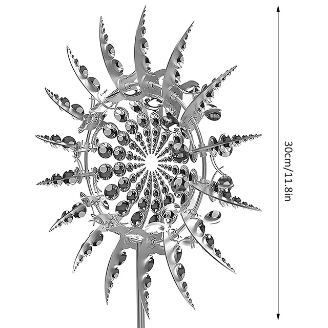 Fém Szélmalom Kerti Dekoráció Kültéri Udvar Varázslatos Kellékek - Image 6