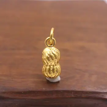 

Fine 999 Real 24K Yellow Gold Pendant Women 3D Luck Peanut Pendant 1.2-1.5g 20x7mm Best Gift