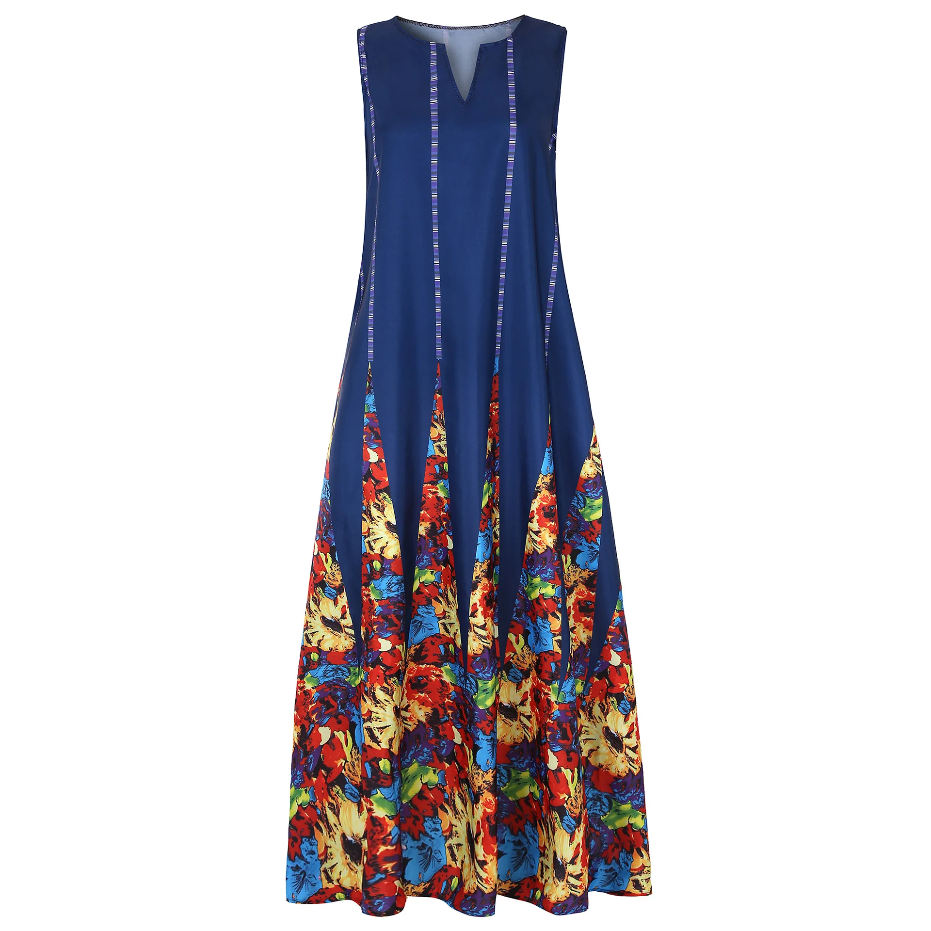 Женский Длинный Сарафан с цветочным принтом повседневное богемное Платье туника