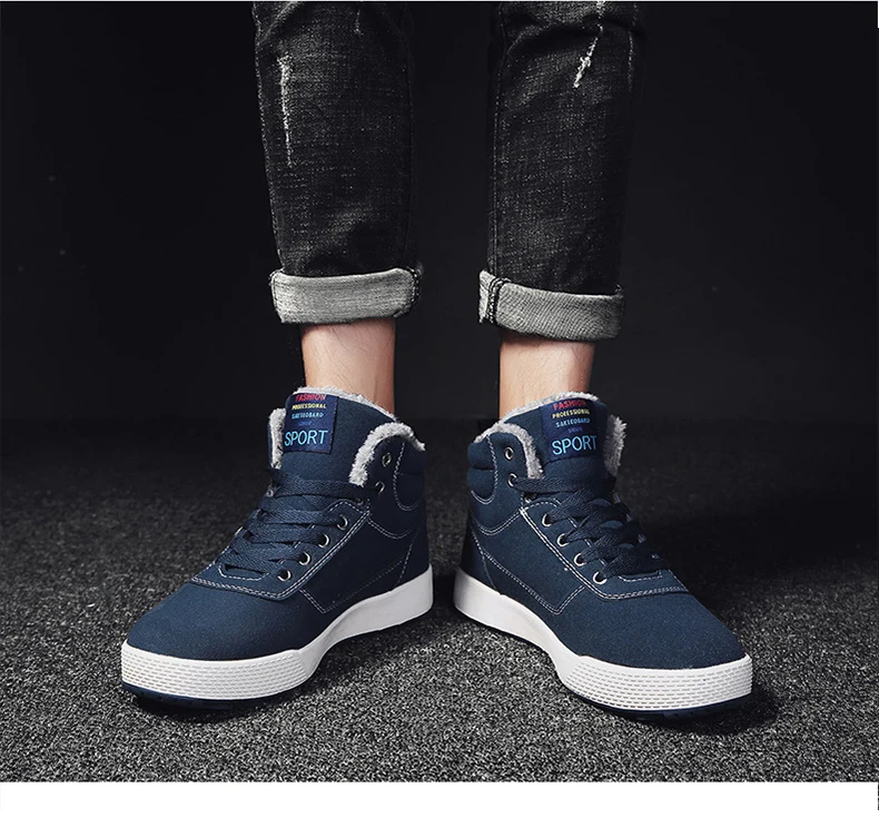 UEXIA Men Boots Men Winter Shoes Plus Size 39-48 Warm Ankle Botas Hombre For Winter Boots Shoes Men Plush Winter Sneakers Mens