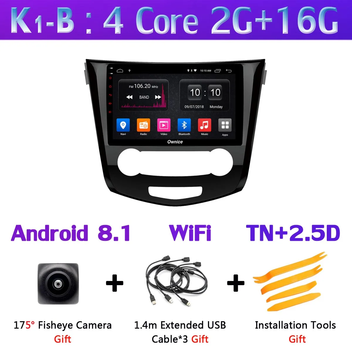 K1-B 360 ° камера Android 9,0 8 ядерный 64G gps навигация радио авто CarPlay SPDIF DSP автомобильный мультимедийный плеер для Nissan Qashqai - Цвет: K1-B