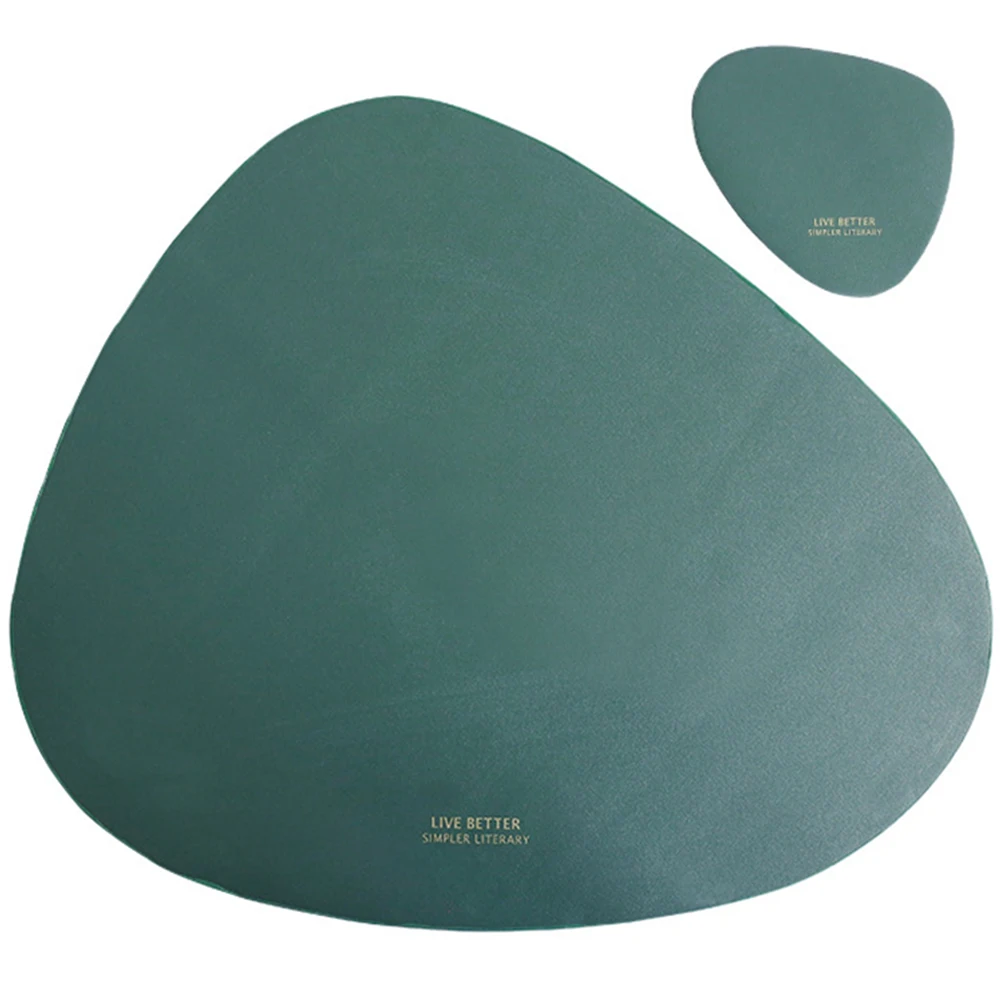 

2pcs/set Nordic Leather Creative Kitchen Placemat Waterproof Oil-proof Insulation Mat Simple Cup Pad Home Table Mat Bowl Coaster