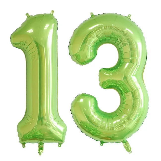 2 шт./лот 13/31 Количество воздушных шаров 40 дюймов Большой майлар гелия Фольга, серебро, розовое золото, дети 13th день рождения юбилейные праздничные украшения - Цвет: green