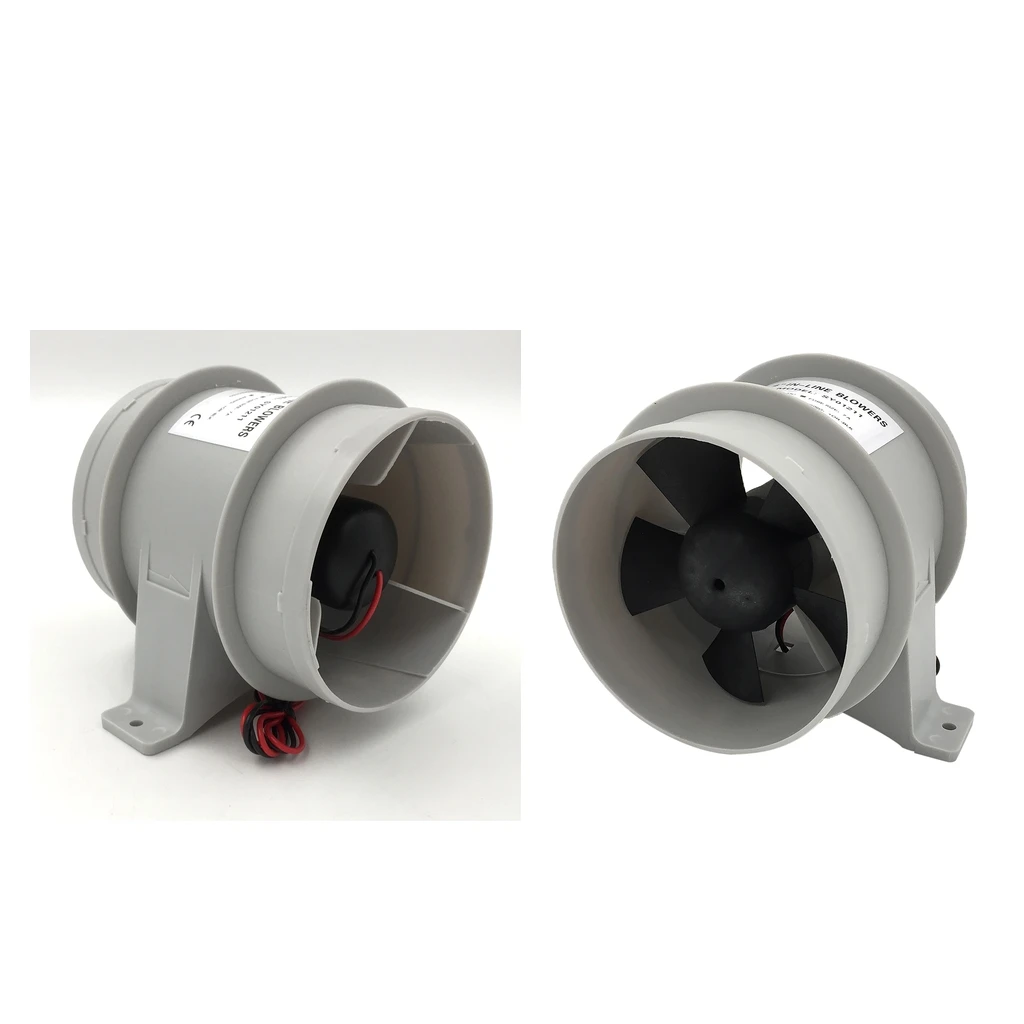 2x Marine Electric Turbo in Line Bilge Blower 4 inch 100mm Diameter 12V - Waterproof