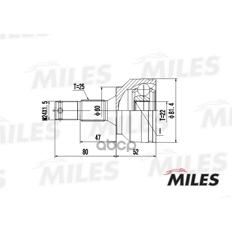 Шрус Citroen C4/Peugeot 207/307 1.4-1.6 00- Нар. Miles Ga20378 Miles арт. GA20378