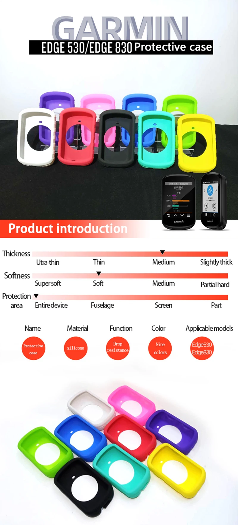 Bike Computer Holder Silicone Rubber Protector Cover Bicycle Computer Case For Garmin Edge 530 830 Bicycle Accessories (6)