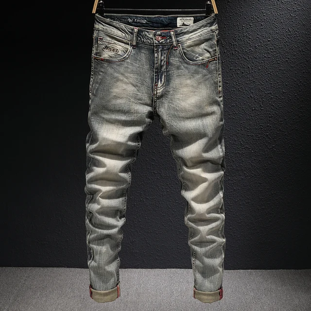 $US $35.71 Italian Style Fashion Men Jeans High Quality Elastic Cotton Slim Fit Casual Denim Pants Retro Vintage Designer Ripped Jeans Men
