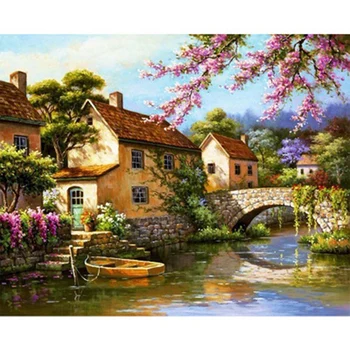

Full Round Diamond DIY Diamond Painting "Beautiful Scenery" Embroidery Cross Stitch Rhinestone Painting Home Decor