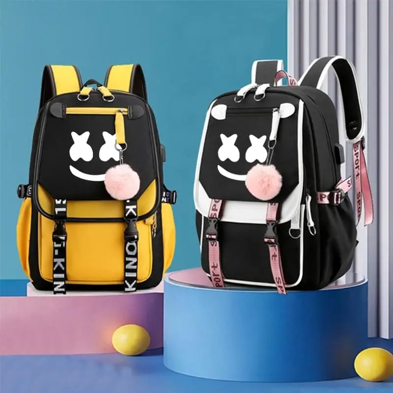 Mochilas para Estudantes com Ornamentos de Volta à Escola Bolsas de Carregamento Mochila para Meninos Imido Luminoso Homem Viagem Ombros dj Usb 6 com ornamentos de volta à escola sacos
