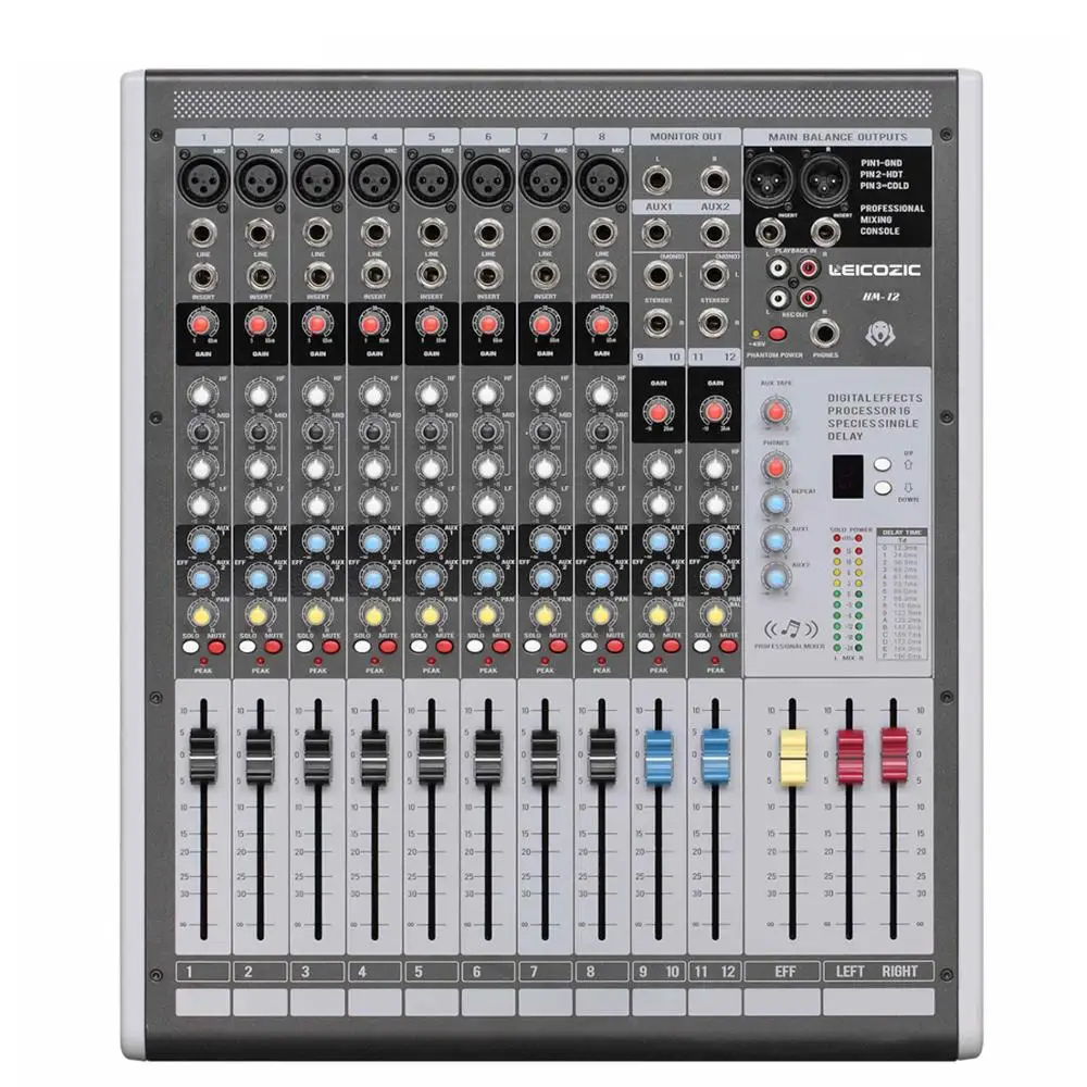 Leicozic HM12 8 канальный профессиональный миксер микшерный пульт + 48 В phantom power цифровой