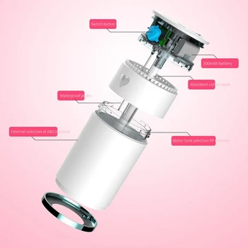 

HOT！-Mini Usb Air Humidifier Heart Humidifier Usb Plug Mute Mini Humidifier Rechargeable Battery Small Humidifier-White+Silver