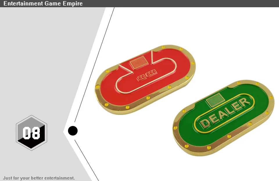 2 Yernea New Texas DEALER Poker Chips 1Pcs Pressing Metal Double-faced Ellipse Chip Table Game Competition Club (8)