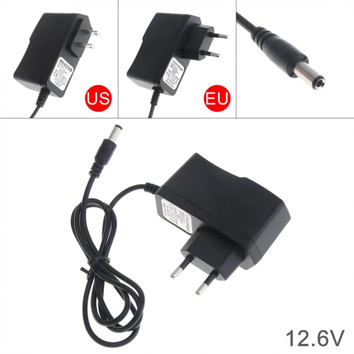 110cm Electric Charger 12.6V Power Adapter Charger with EU Plug and US Plug for Lithium Electric Drill / Electric Screwdriver broken screw extractor slip and break thread extraction tool 13pcs with screwdriver head easily take out demolition tools