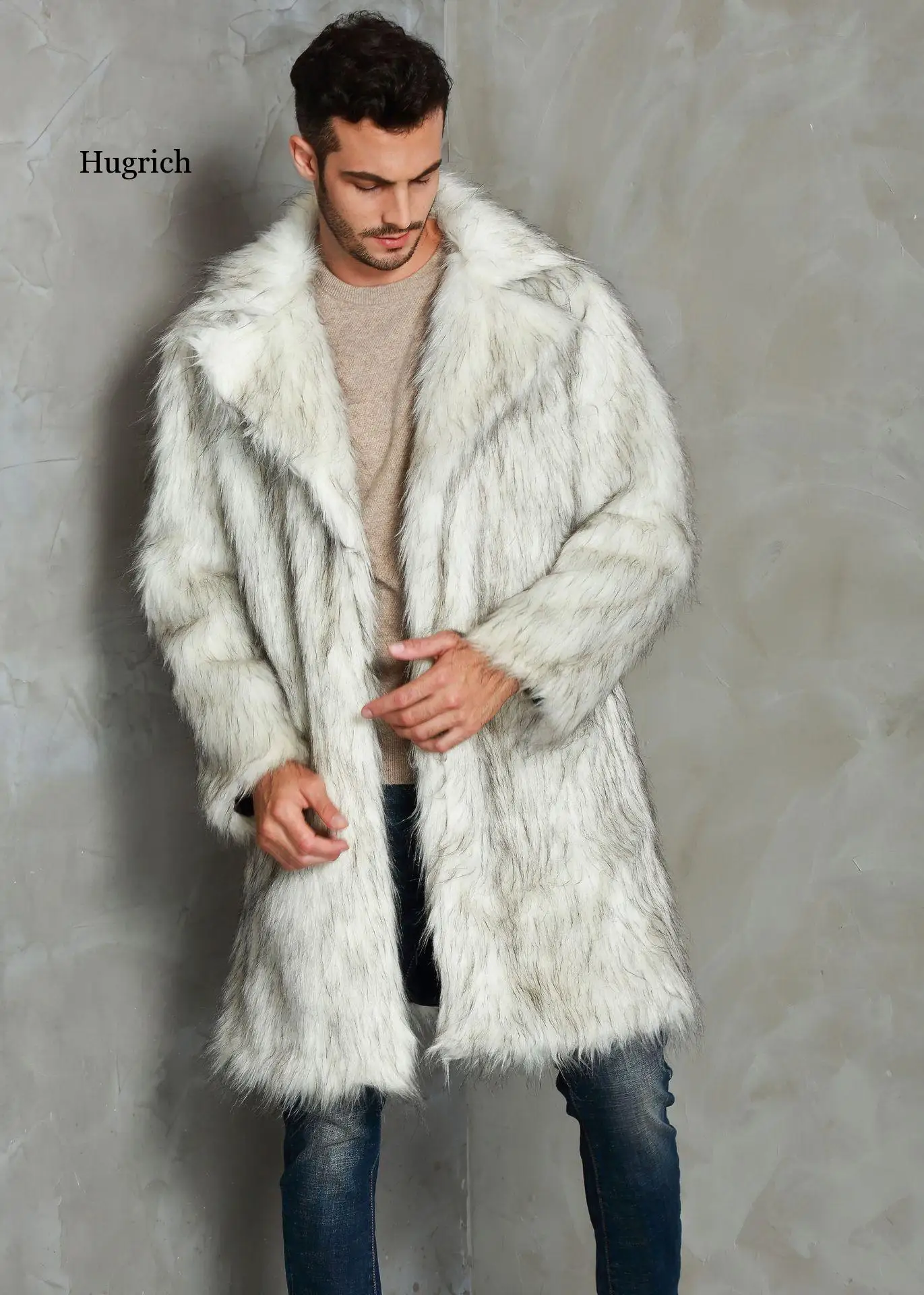 Winter Men Faux Fur Coat 2020 Fox Fur Jacket Fashion Mens Warm Solid Color Thick Outwear Overcoat