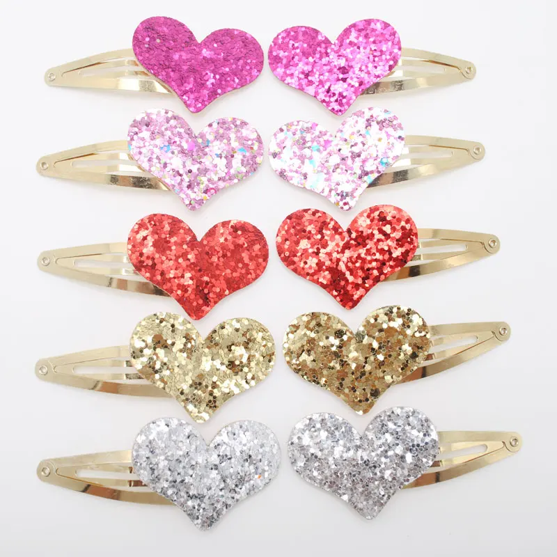 Mix Hairclips 10 шт./лот, маленький размер, заколки для девочек, блестящее сердце, подарок на день рождения, аксессуары для маленьких девочек, детский зажим для волос для детей - Цвет: Mix Hairclips