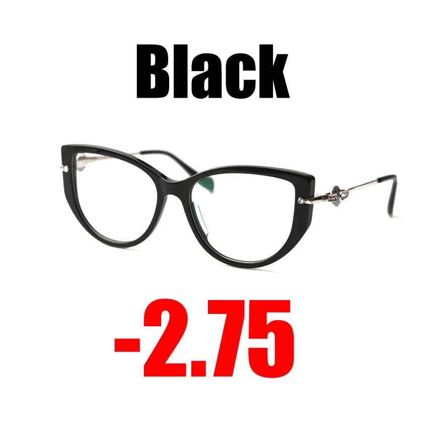 SOOLALA Рецептурные очки для близоруких женщин Оптические очки компьютерная оправа диоптрий-1,0-1,5-2,0-2,5-3,0-4,0-5,0-6,0 - Цвет оправы: Black -2.75