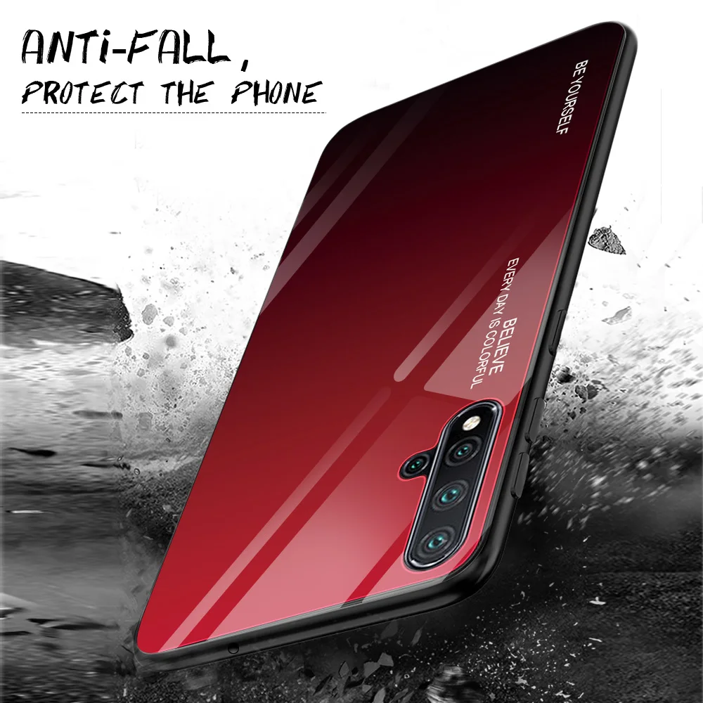Чехол из закаленного стекла с градиентом Aurora для huawei Nova 5T 5 5i Pro Honor 20 Pro P20 Lite Y9 Prime mate 30 20 Lite 8X Max
