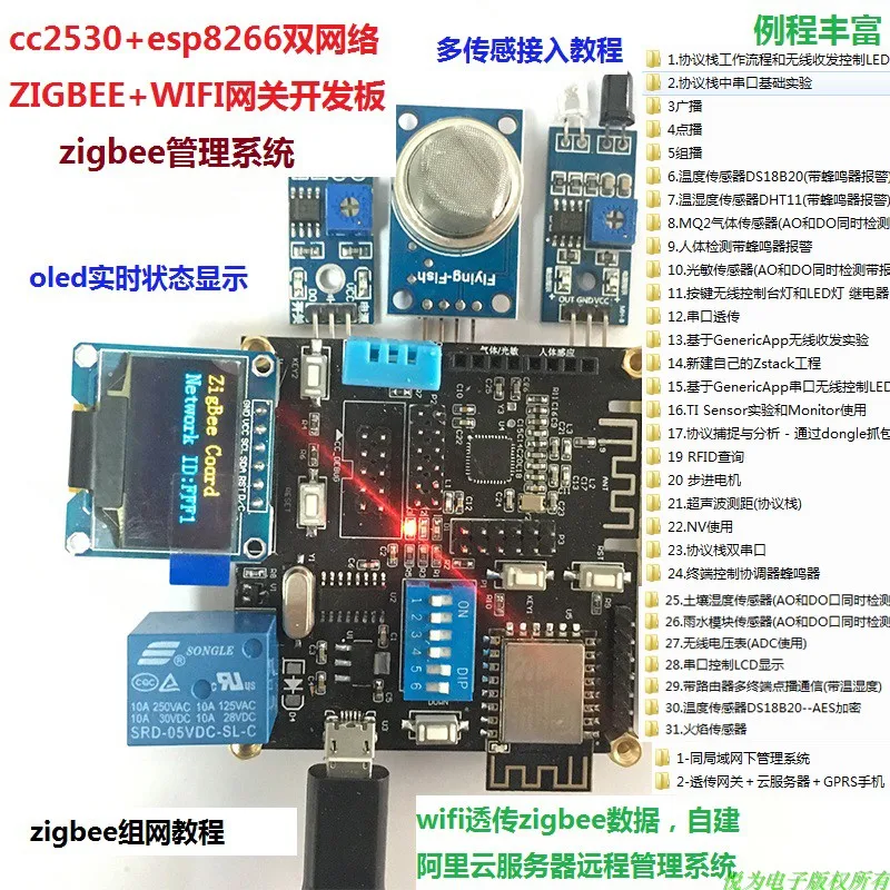 Cc2530 макетная плата ZigBee Wi Fi прозрачный шлюз передачи ESP8266 доступ Alibaba Cloud Internet