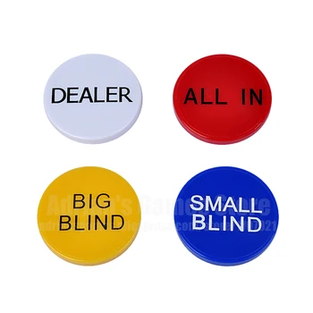 

4 IN 1 Dealer&All In&Big Blind&Small Blind Poker Chips Set Accessory 5*0.6cm