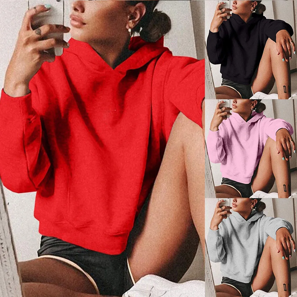 Hoodies And Sweatshirts Women Solid Long Sleeve Hoodie Sweatshirt Hooded Pullover Tops Blouse Casual sweatshirt women sudaderas