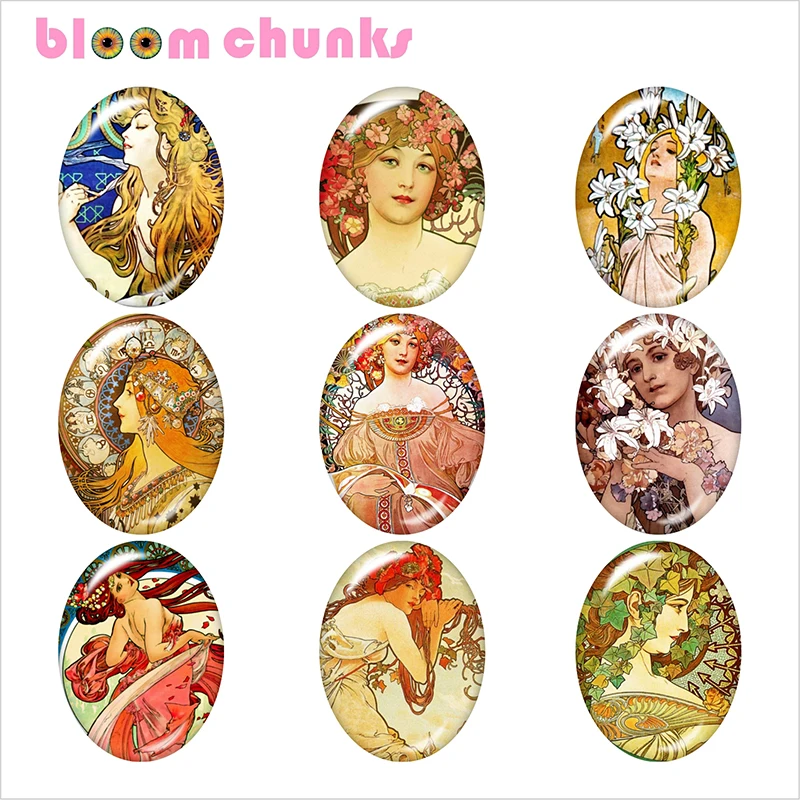 Classical Women flower 13x18mm/18x25mm/30x40mm photo Oval glass cabochon demo flat back Making findings D002 | Украшения и