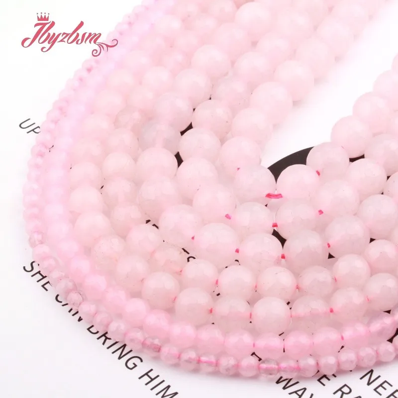 

4/6/8/10mm Pink Jades Round Bead Faceted Stone Beads Spacer Loose For DIY Necklace Bracelets Earring Jewelry Making Strand 15"