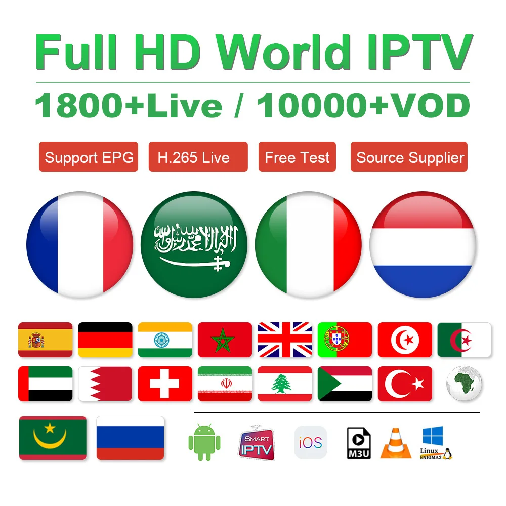 

IPTV France Arabic Italy Spain IPTV French Arabic Morocco Netherlands IP TV Belgium UK Turkey IPTV M3U Subscription Code 1 Year