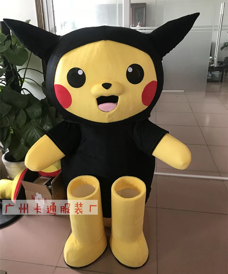 Талисман PIKACHU костюм талисман Покемон Карманный Монстр с длинными желтыми Черными Ушами красные щеки