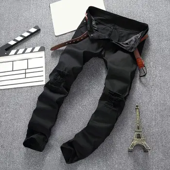 

2019 Hole Beam Jeans Men Loose Personality Pants Men's Japanese Retro Pants Autumn Men's Pants Tide Ankle-Length Pants