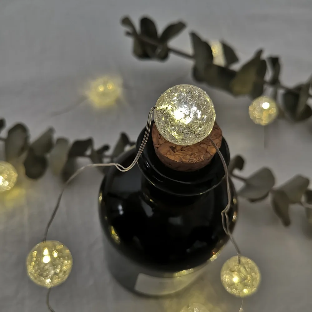

LED Broken Beads Round Ball Copper Wire Lights String Battery Lamp Fairy Light String Christmas Tree Decoration Wedding Layout