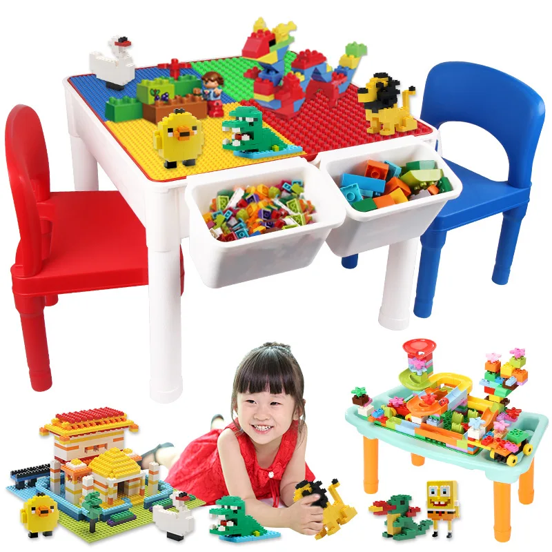 

Children Multi-functional Compatible Size Granule Building Blocks Study Table Educational Fight Inserted DIY Toy