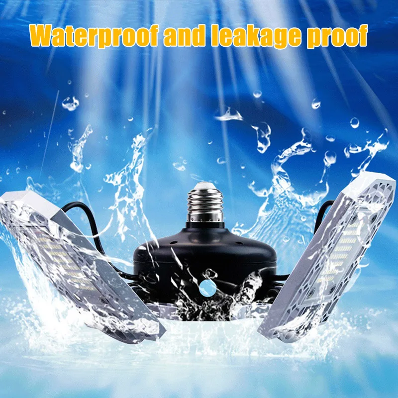 

LED Garage Light Deformable Ceiling Lamp Bulbs Waterproof for Warehouse Working BJStore