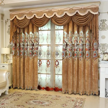 

2018 New Fabric Curtains for Living Dining Room Bedroom European Embroidery Curtains Thick Soluble Embroidery Curtains