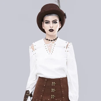 

Women's Retro Gothic Renaissance Medieval Victorian Long Sleeve Party Tops Blouses