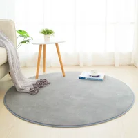 Coral Fleece Round Carpet For Living Bedroom Rugs Coffee Table Foot Mats Balcony Bay Window Carpet Kid's Play Crawling Mat Gray 1