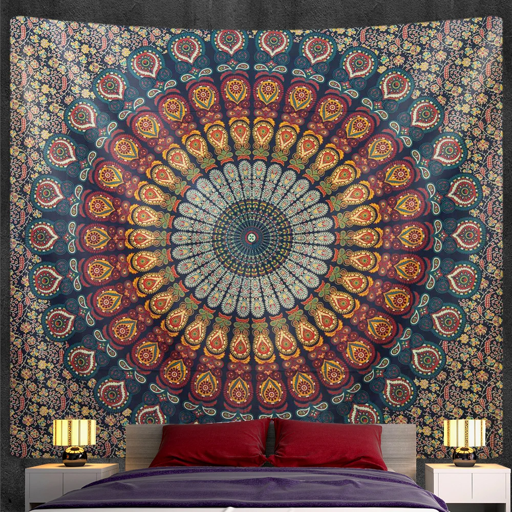 Indian Tapestry Home Decoration Illusion Scene Mandala Tapestry Hippie Bohemian Decorative Yoga Sheet Quilt Cover Yoga Mat tapestry decor