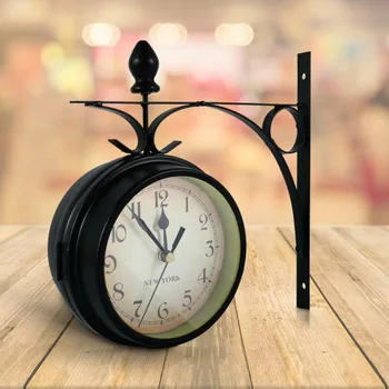 

Roman numerals Wall Clock Decoration With Bracket Classic Double-sided