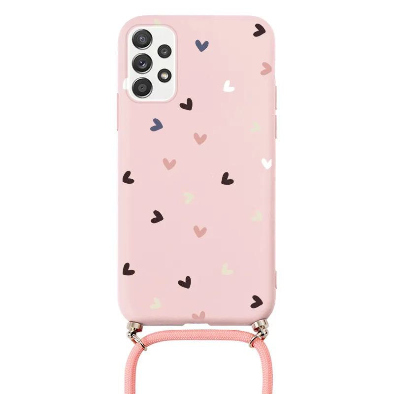 Case on For Samsung Galaxy A52 4G 5G A52S Case Chain Necklace Strap Cord Lanyard Coque For Samsung GalaxyA52 A 52 Soft TPU Cover cute phone cases for samsung 