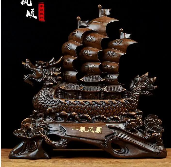 

statue arts Smooth sailing Dragon boat living room wine cabinet Office Living cabinet decoration opening gift animal head