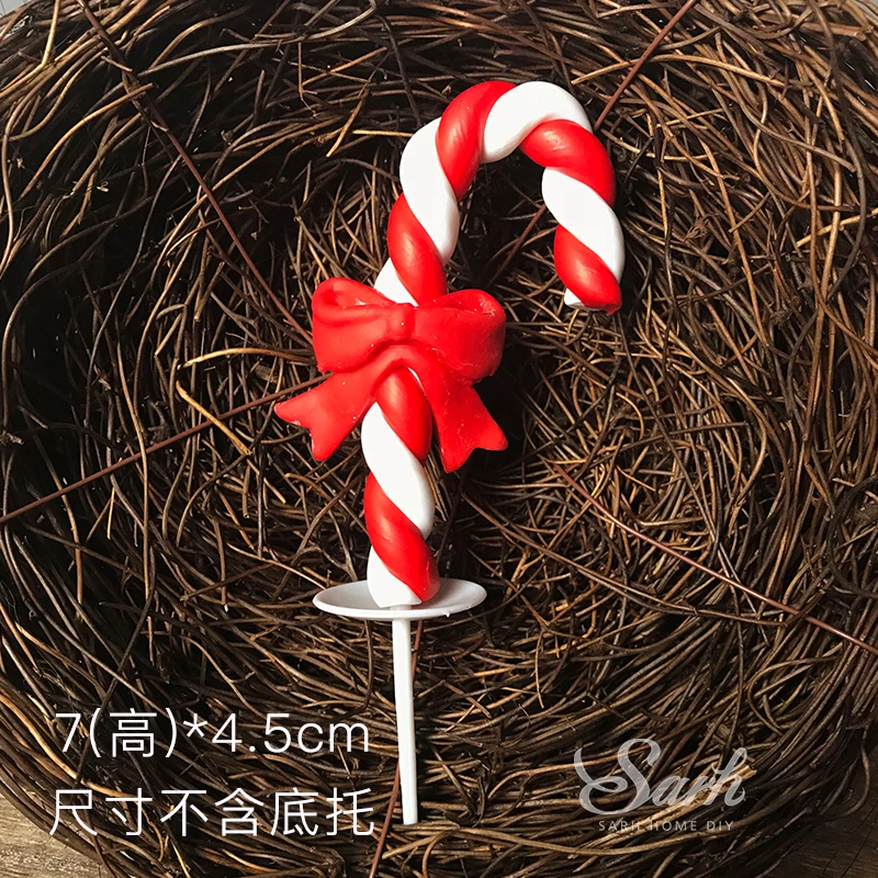 Crutch Santa Рождественская елка сосновые шишки сани торт Топпер для рождественские вечерние принадлежности Снеговик Санта Клаус Декор год выпечки Любовь Подарки - Цвет: Crutch Santa