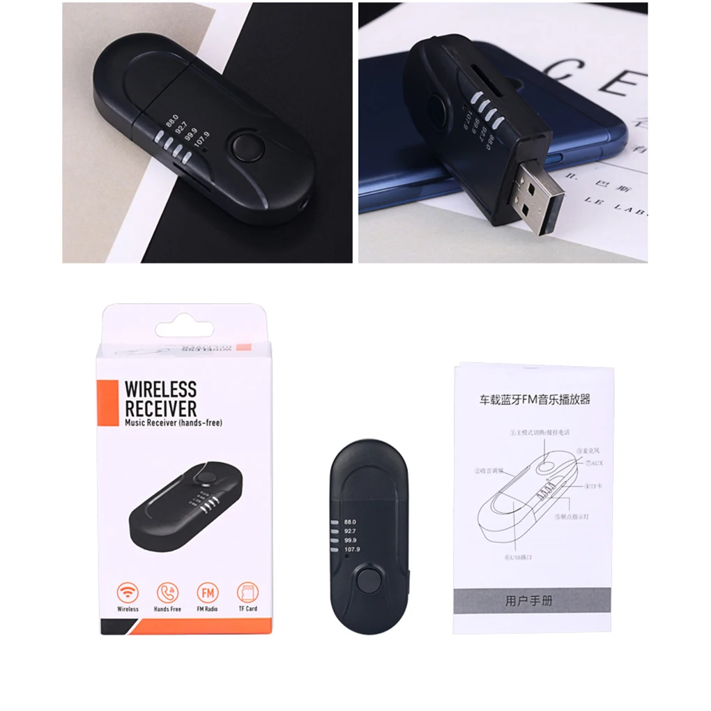 Fm-передатчик Bluetooth 4,2 музыкальный плейер в машине с питанием от USB беспроводной громкой связи для телефонных звонков