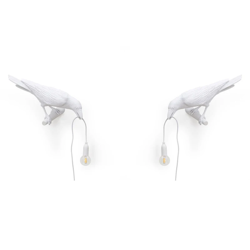 Настенный светильник Seletti Bird Современный итальянский из смолы белого и черного