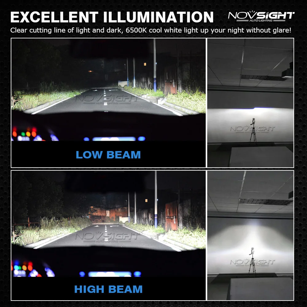 NOVSIGHT 9005 HB3 HB4 9006 9007 HB5 H7 светодиодный H4 Автомобильный головной светильник 72 Вт 10000LM