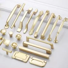 

European Gold Cabinet Handles drawer knobs Solid Aluminum Alloy Kitchen Cupboard Pulls Drawer Knobs Furniture Handle Hardware