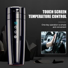 350ml Portable Car Heating Cup 12V/24V Heating Water Kettle Intelligent Heating Adjustable Water Mug Heated Coffee Tea Milk Cup