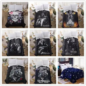 

Luxury Blankets for beds Western American European Style with Skull Beauty Gift for kids Adult Weighted Blanket Soft Blanket