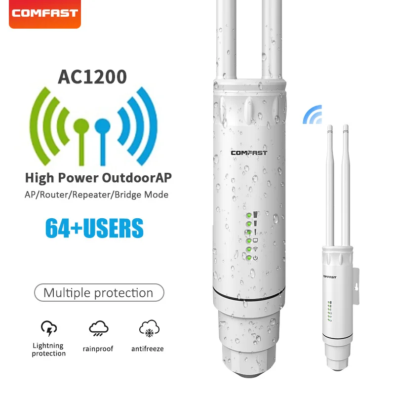 Router Wifi Ap/Wifi Wireless Esterno Ad Alta Potenza 1200Mbps 2 * 5Dbi Antenne Estensore Di Segnale 360 ° Copertura Wifi Ripetitore Ap Esterno
