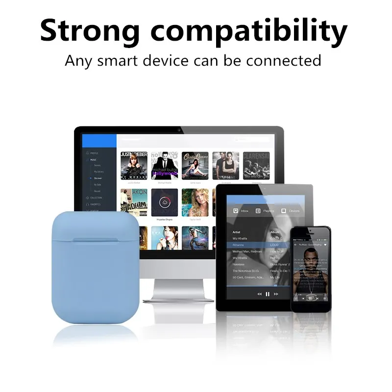 I12 tws матовые Bluetooth наушники беспроводные наушники Handsfree отпечаток пальца сенсорные спортивные наушники беспроводные наушники для смартфона